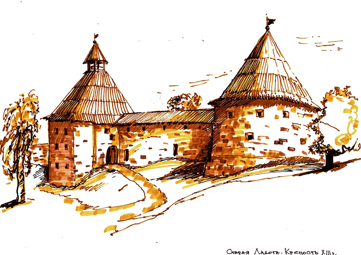 Староладожская крепость гравюра