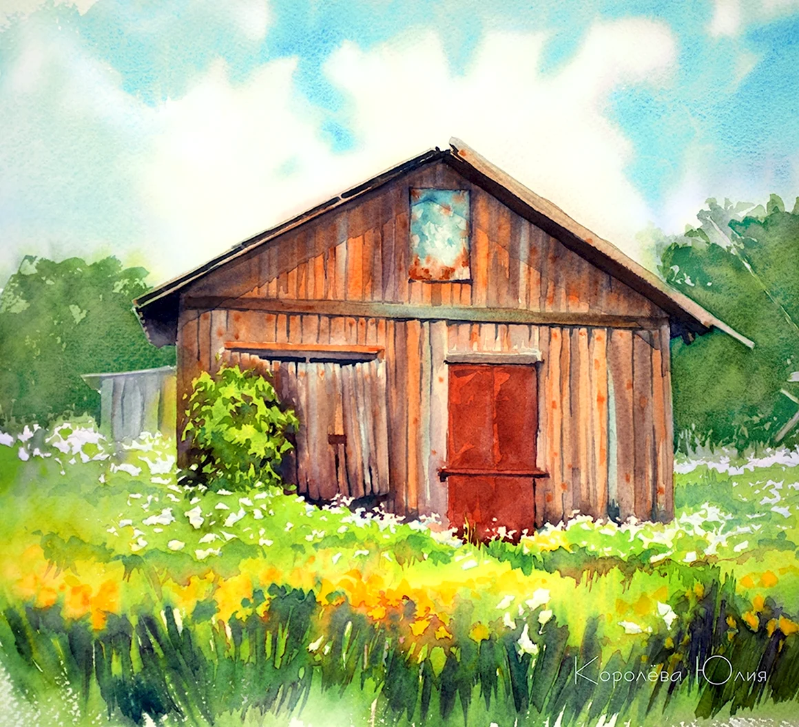 Цветной деревенский домик