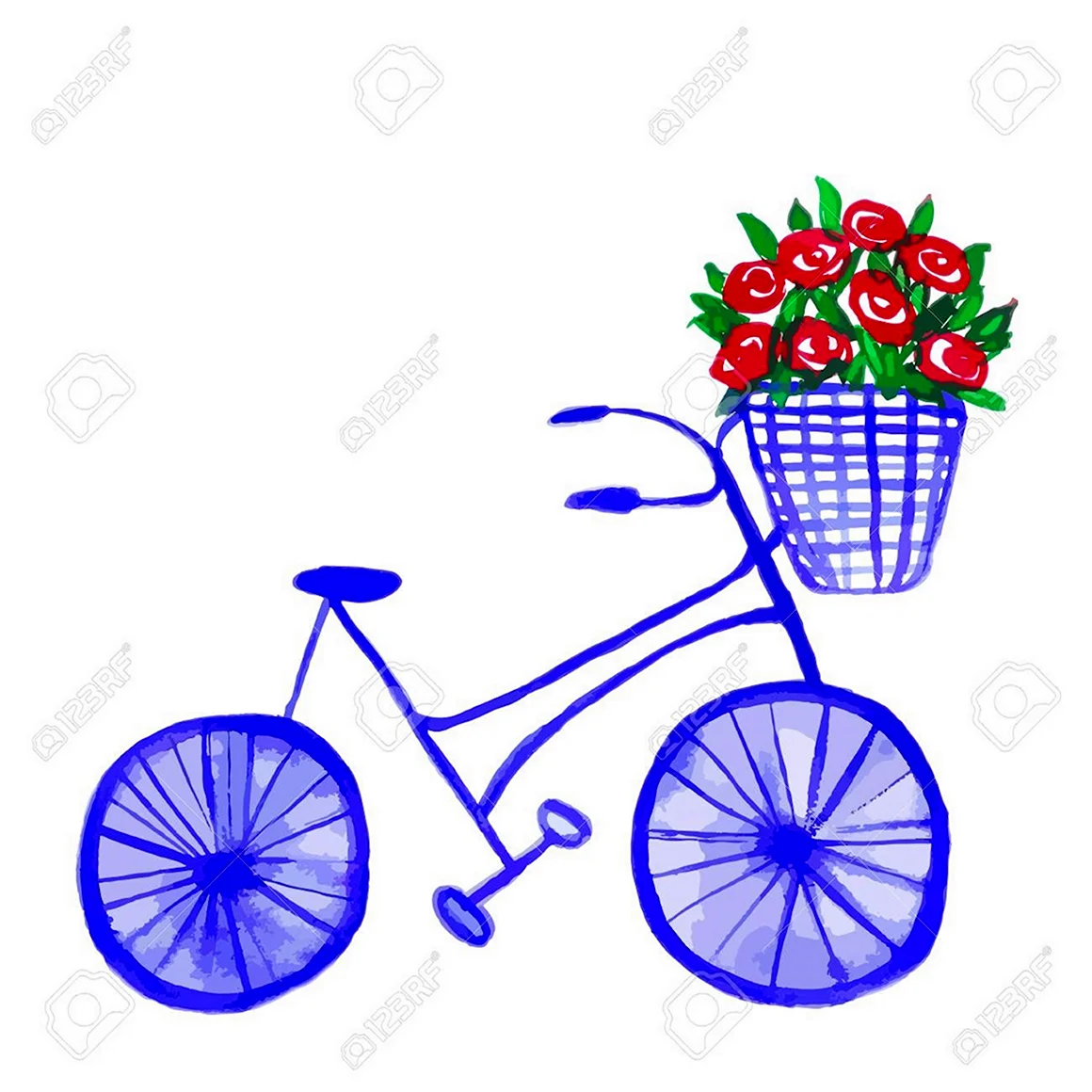 Велосипед с корзинкой цветов силуэт
