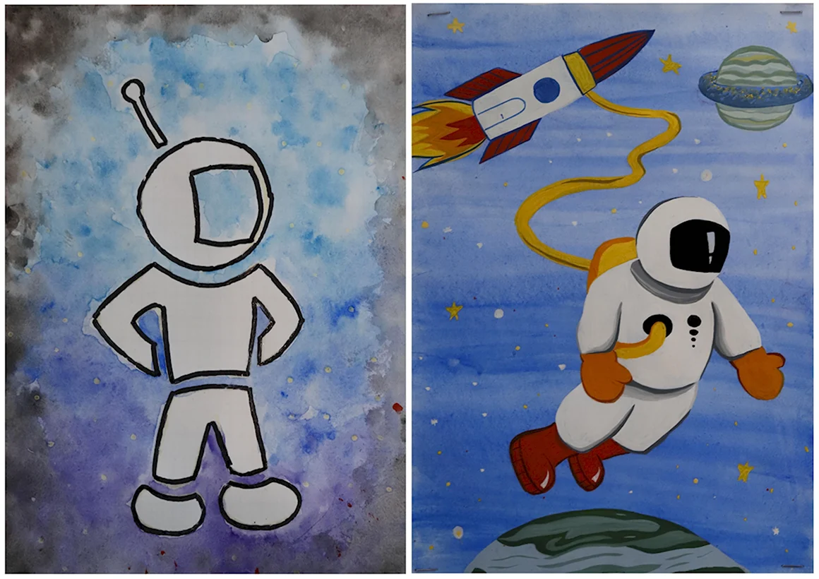 Выставка рисунков ко Дню космонавтики