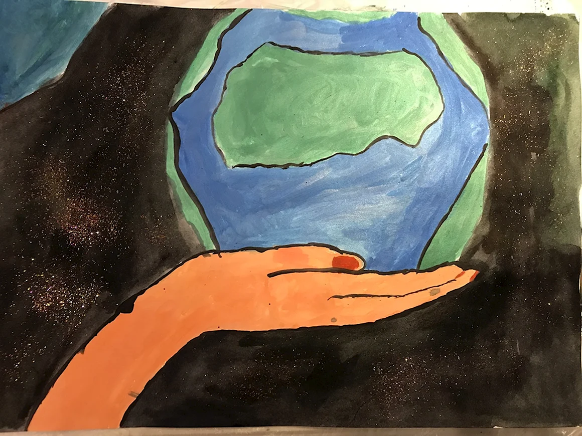 Земля в руках человека рисунок