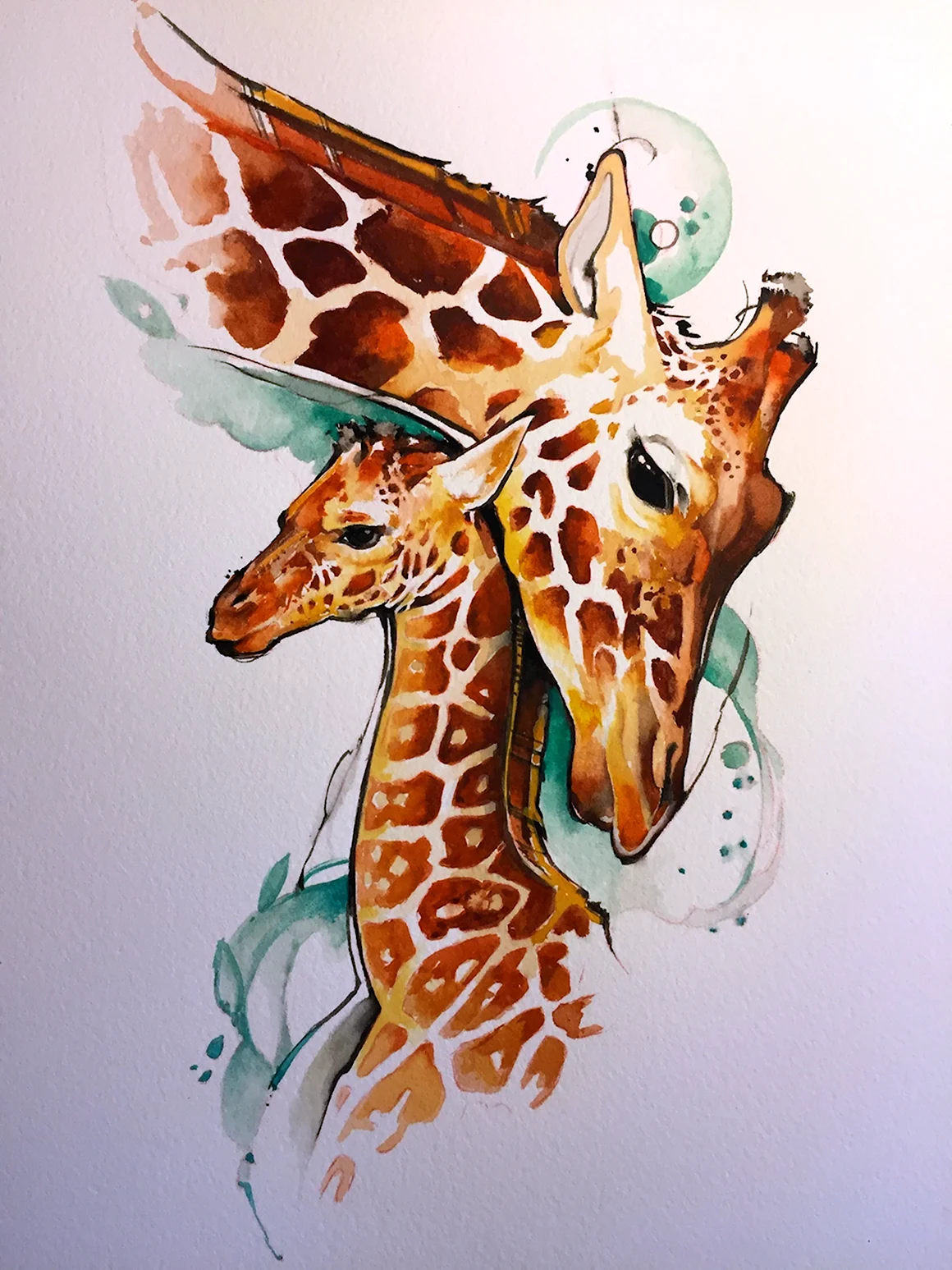 Жираф акварель