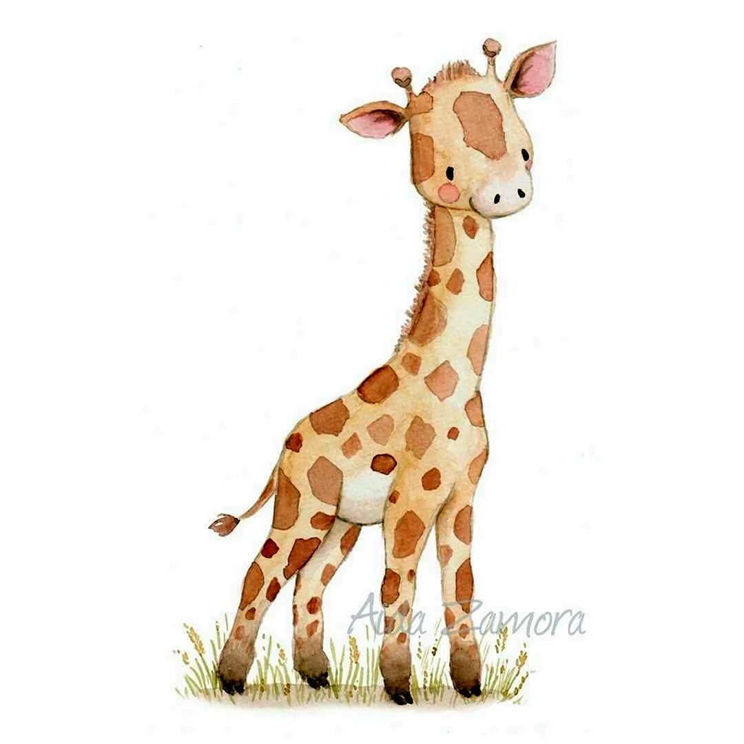 Жираф акварелью для детей